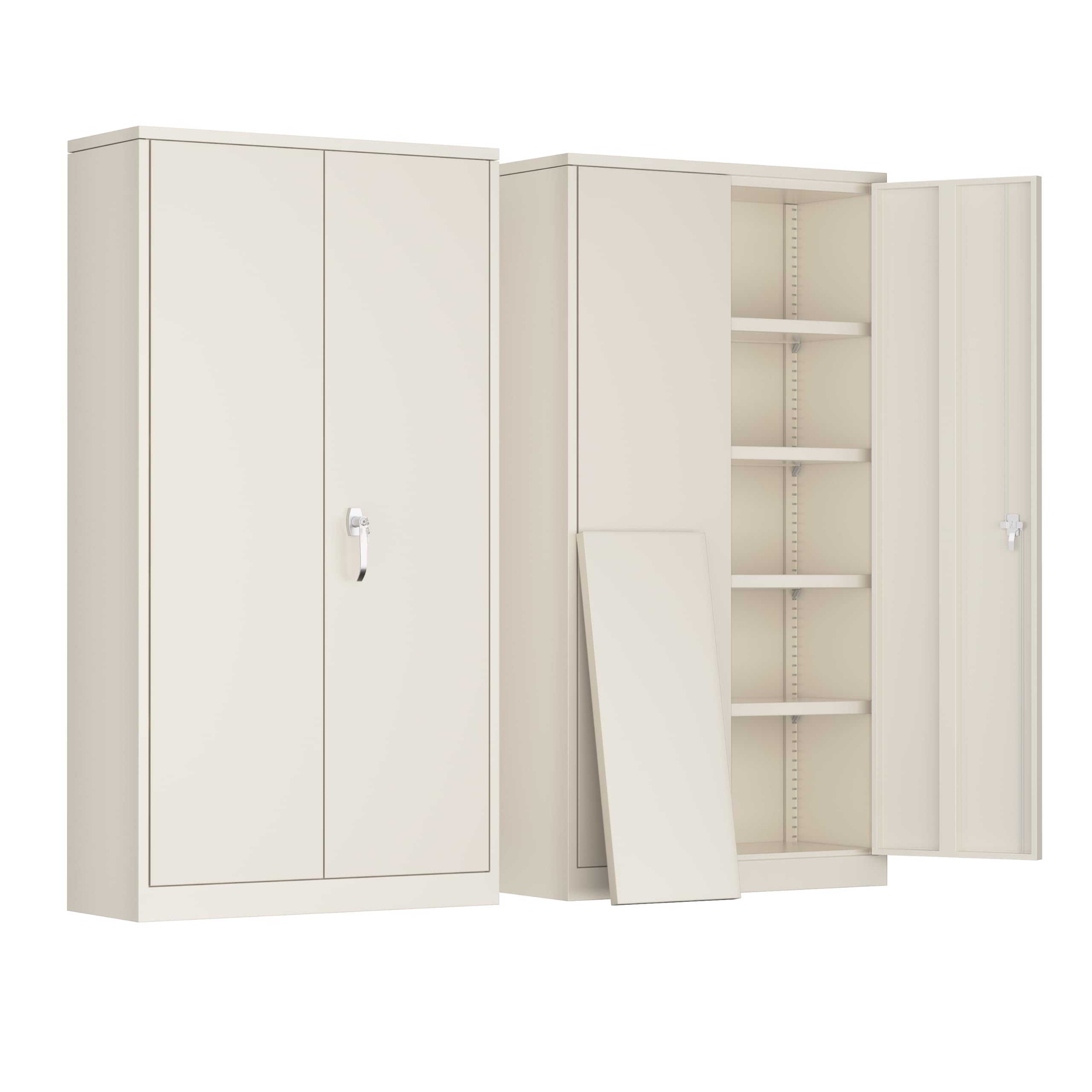 Greenvelly Metal Storage Cabinet, Gray Locking Steel Cabinet with 2 Doors and 4 Adjustable Shelves, 71" Utility Metal Filing Cabinet with Lock for Home Office, Garage, Classroom