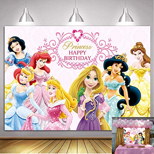 Up To 40% OFF Princess Backdrop 7x5ft Pink Baby Shower Backdrop for Girl 1st Birthday Photography Background Princess Birthday Party Supplies Table Decoration Banner Customized Backdrops