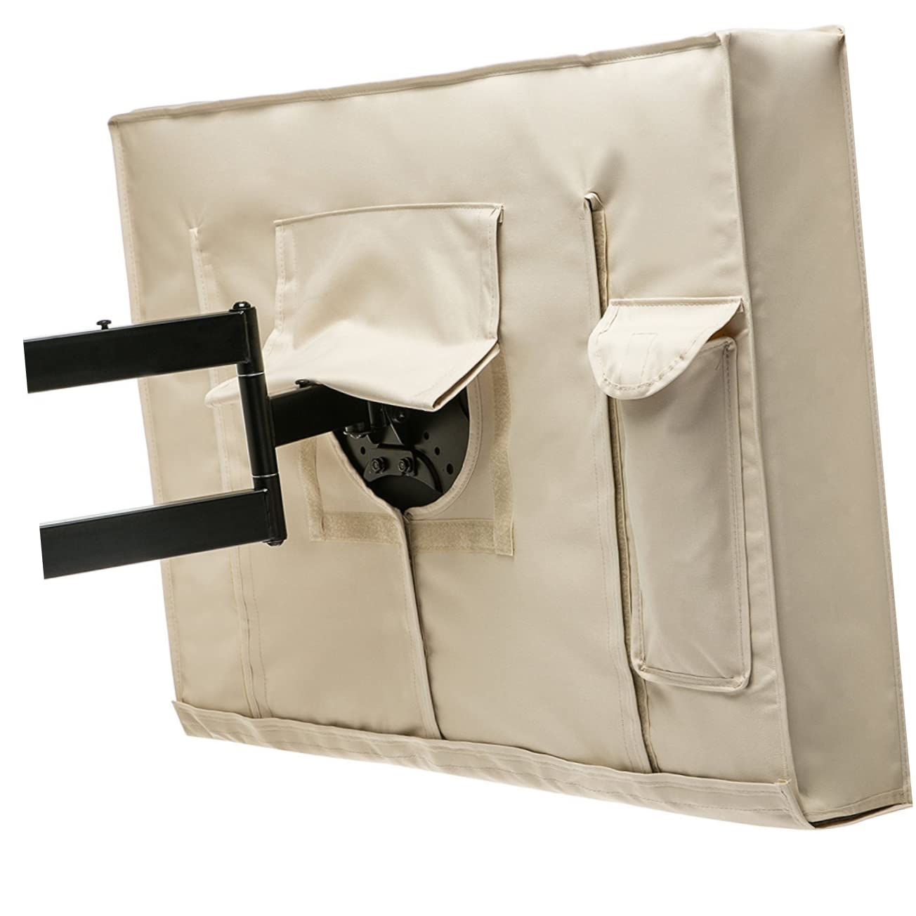 Uonlytech Copertura per Televisore da Esterno Oxford Pvc Khaki Protezione 360 Gradi Resistente alle Intemperie per Schermi Tv All'aperto
