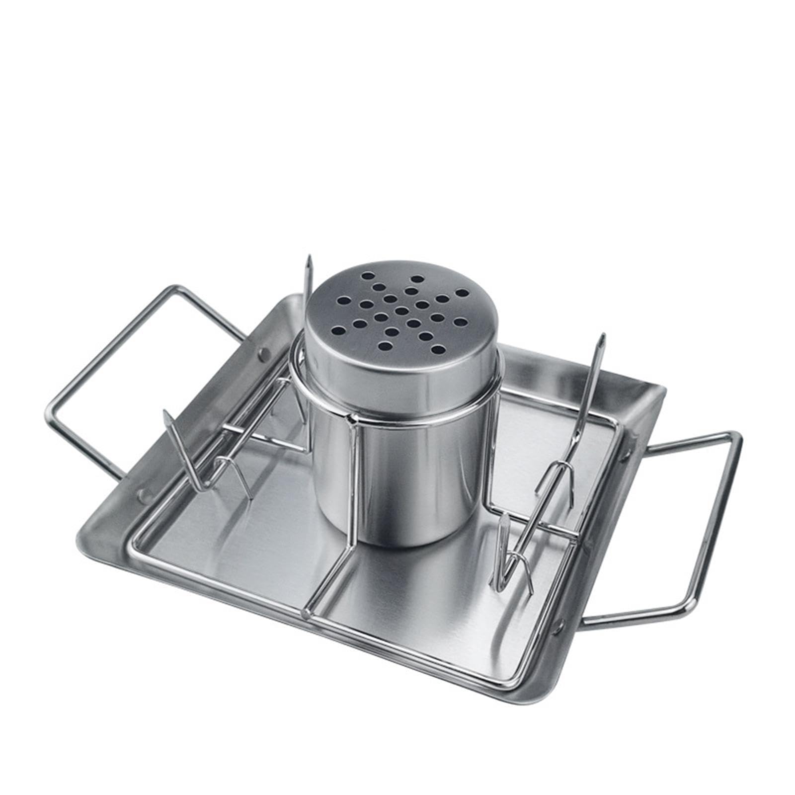 Soporte para Asador de Pollo de Cerveza, Bandeja Recogegrasa, Parrilla de Acero Inoxidable para Barbacoa