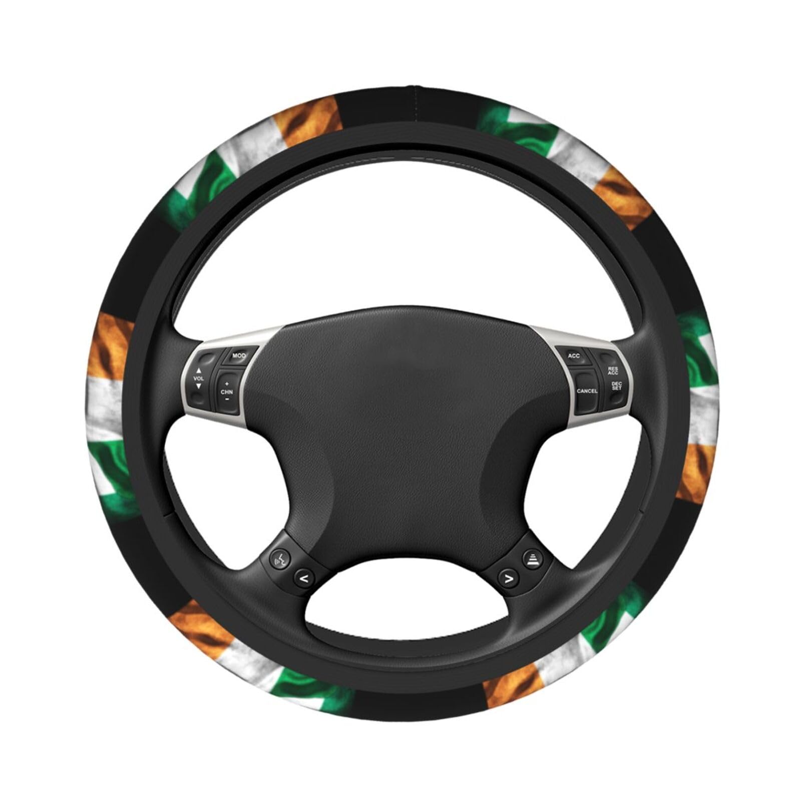 Mexico Flag Ireland Flag Car Steering Wheel Cover Elastic Non Slip Vehicle Steering Wheel Protector 15 Inch for Men Women