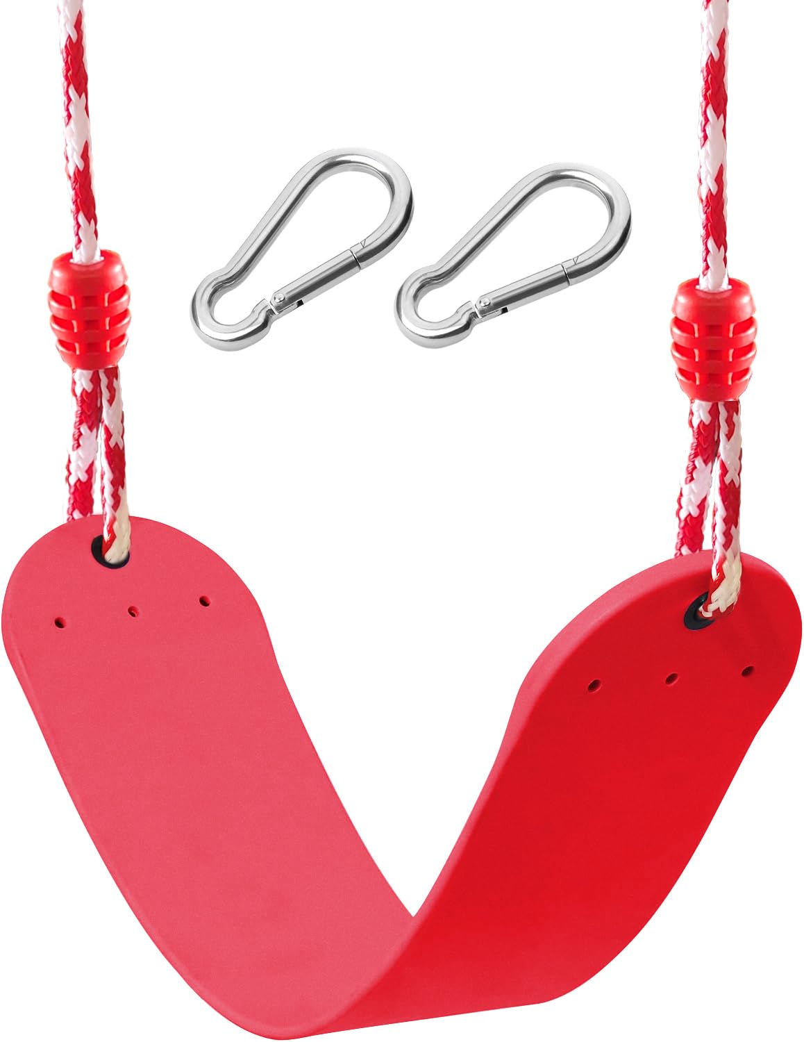 Oye Red Outdoor Indoor Swing Seat With Adjustable Rope, Eva Soft Plastic Non Slip Hanging Tree Swing Set With Steel Buckles, Adjustable Weatherproof Ropes For Swing Rocking Chair (Red)