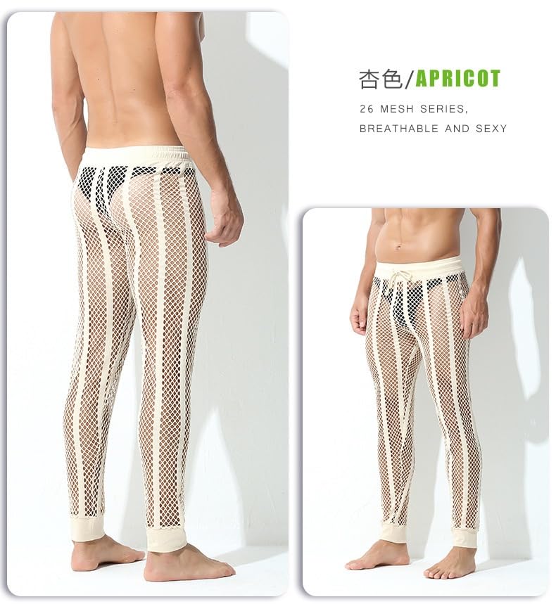 Men's Sexy Breathable Mesh See Through Pajama Long Pants Sleep Lounge Nightwear Homewear4