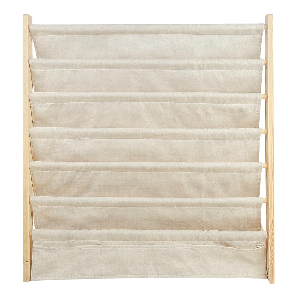 Biblioteca de almacenamiento para niños - Children's Supersized Bookcase Storage Rack con 5 terceros, Children's Bookrack, Bookshelf, Natural/White-75 x 30 x 79 cm, color madera (1 unidad)