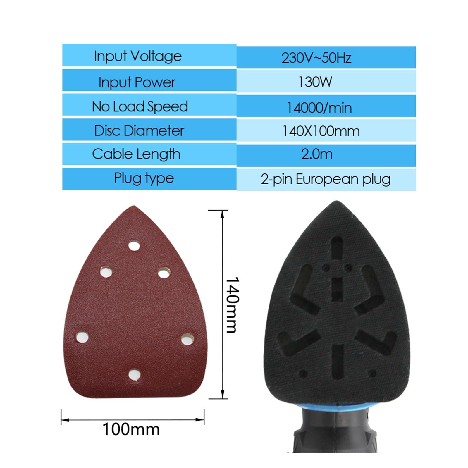 Rozadora de Pared, Lijadora de palma eléctrica 130W, lijadora detalles, herramientas carpintería for madera con bolsa recolección polvo y 5 papeles arena