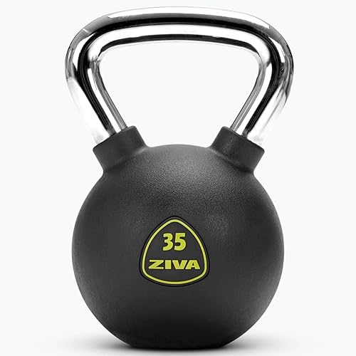 Miniatura 9 de ZIVA - Pesa rusa de acero fundido macizo y caucho virgen de alta calidad, varios tamaños de 5 a 50 libras, diseño sin olor, agarre ergonómico y b)