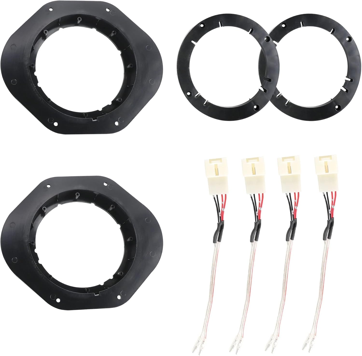 NuIth 6.5 inch Front Door Speaker Adapter Spacer Ring W/Speaker Harness Connector for Ford F150 2015-2022, 6 1/2 Inch Speaker Bracket Front Door Installation Plate Converter