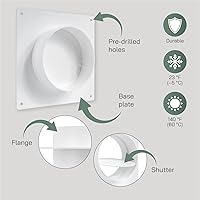 Vista 3 de Vent Systems Placa de conector de conducto de ventilación de aire de 4 pulgadas Brida de conector de conducto de ventilación recta Placa de conector