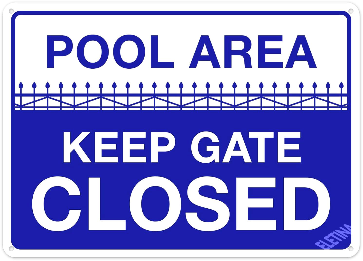 Warning Sign Pool Rules Area Keep Gate Closed Safety 8""X12"" Metal Aluminum