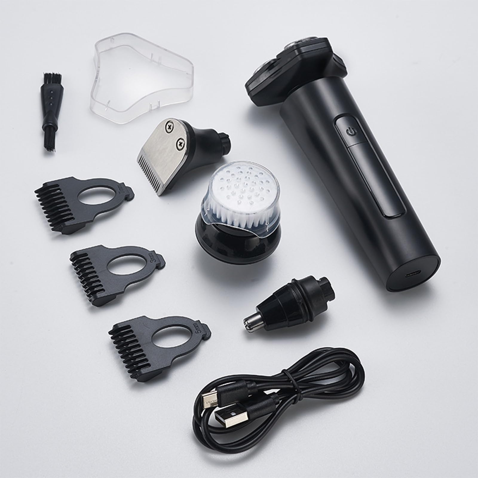 Rasoio elettrico ricaricabile tramite USB con 3 testine IPX7