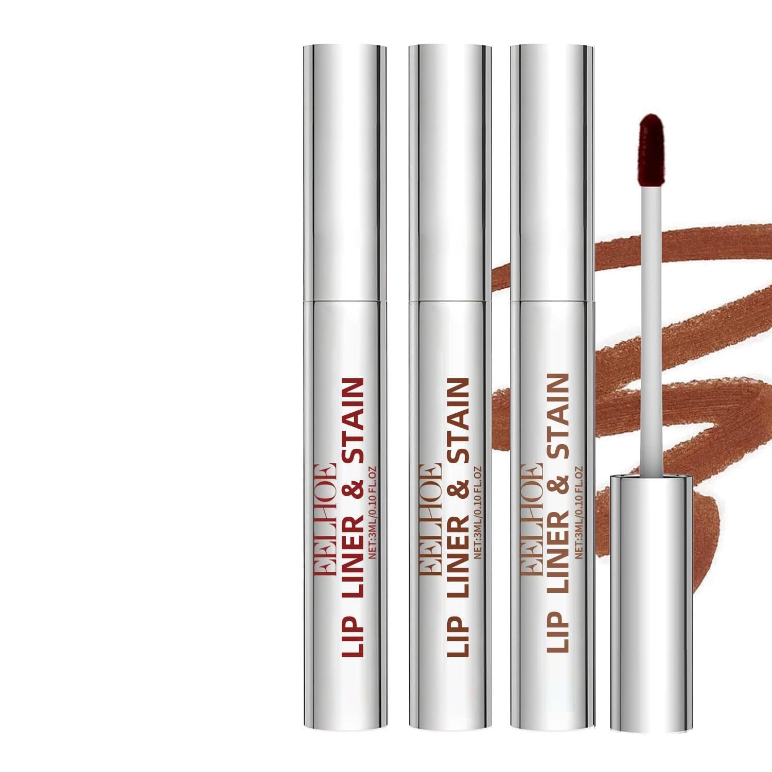 Peel Off Lip Liner Set, 3PCS Long Lasting Tattoo Lip Liner, Waterproof Lip Stain with Matte Finish, Highly Pigmented Lip Tint