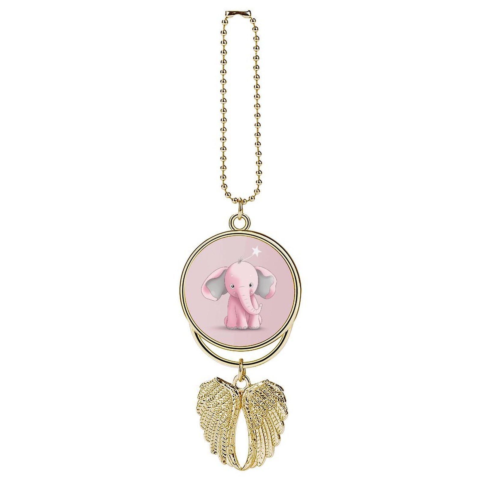 Car Charm Zinc Alloy Rearview Mirror Hanging Ornament Premium Metal Pink Elephant Car Pendant for Auto Interior Decor Accessories,Unique Gift for Adult,Golden-Style