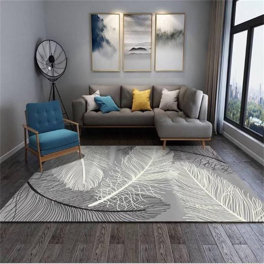 Tapis antitache de salon 200x300 grand tapis gris doux et facile à nettoyer