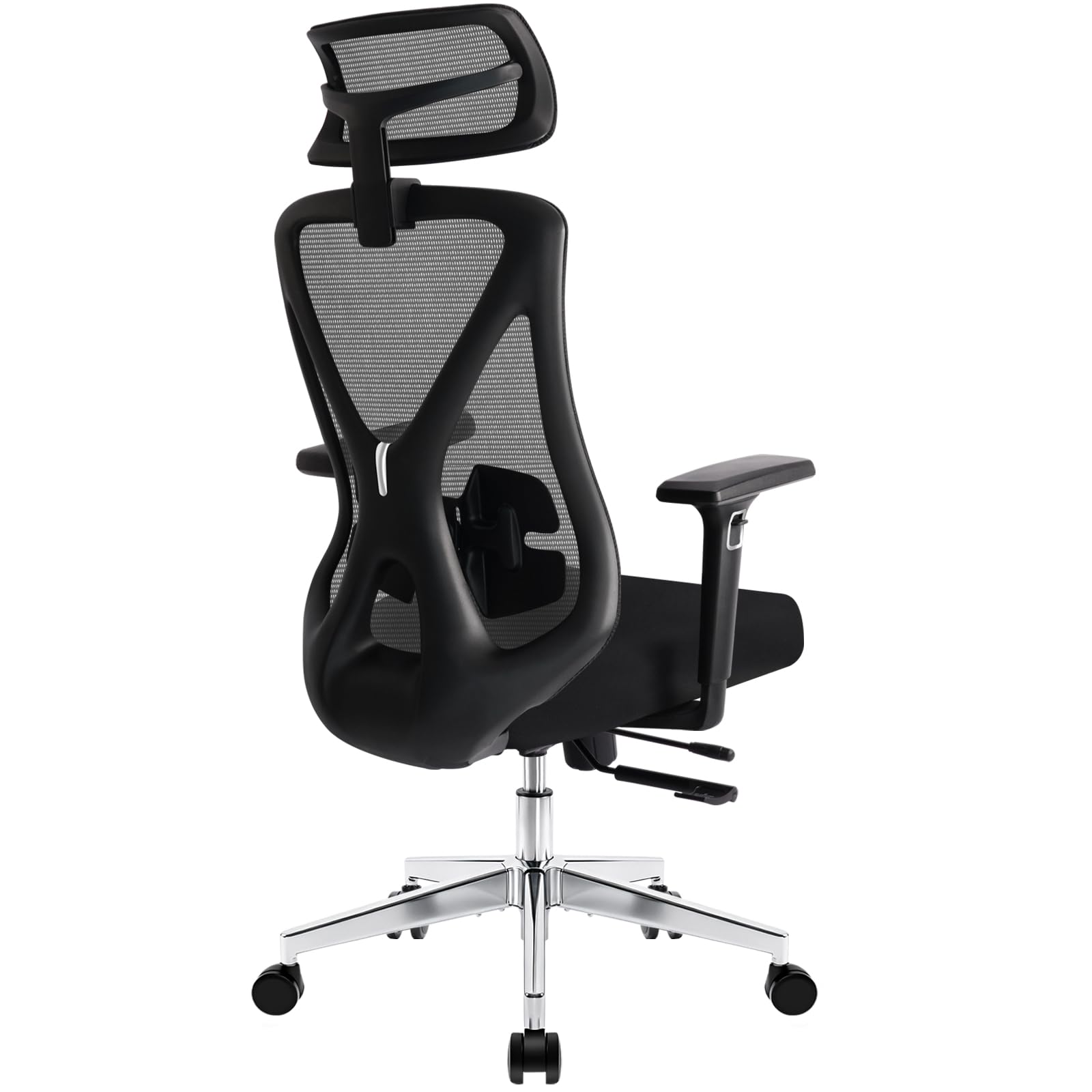 Hoolamyie Ergonomischer Bürostuhl mit Kopfstütze & Lendenstütze, Drehstuhl mit Sitztiefenverstellung, 3D Armlehnen, Mesh Schreibtischstuhl ergonomisch für Homeoffice & Büro, Schwarz
