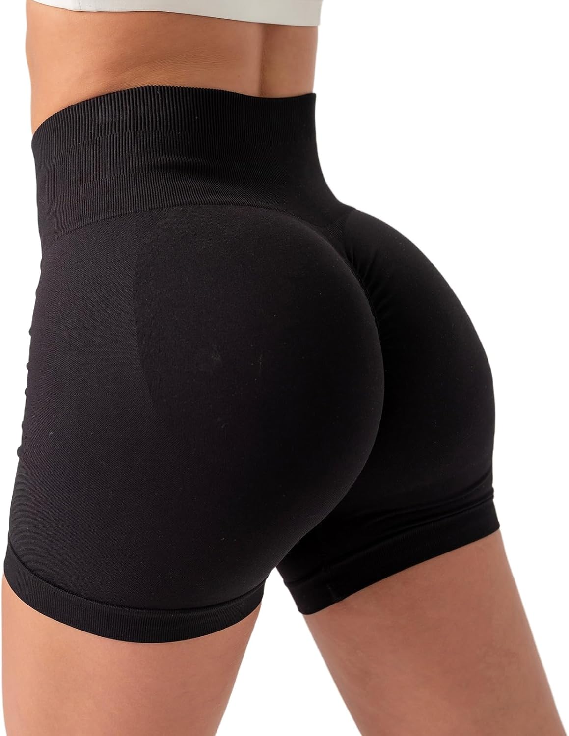 OUDOTA Gym Shorts Women Scrunch Butt Lifting Workout Yoga Shorts Seamless High Waist Biker Shorts for Women Tummy Control #1 Black Large