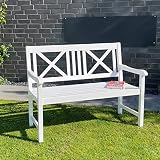 metra Gartenbank Bank, Holzbank, weiß, Sitzbank, 2-Sitzer