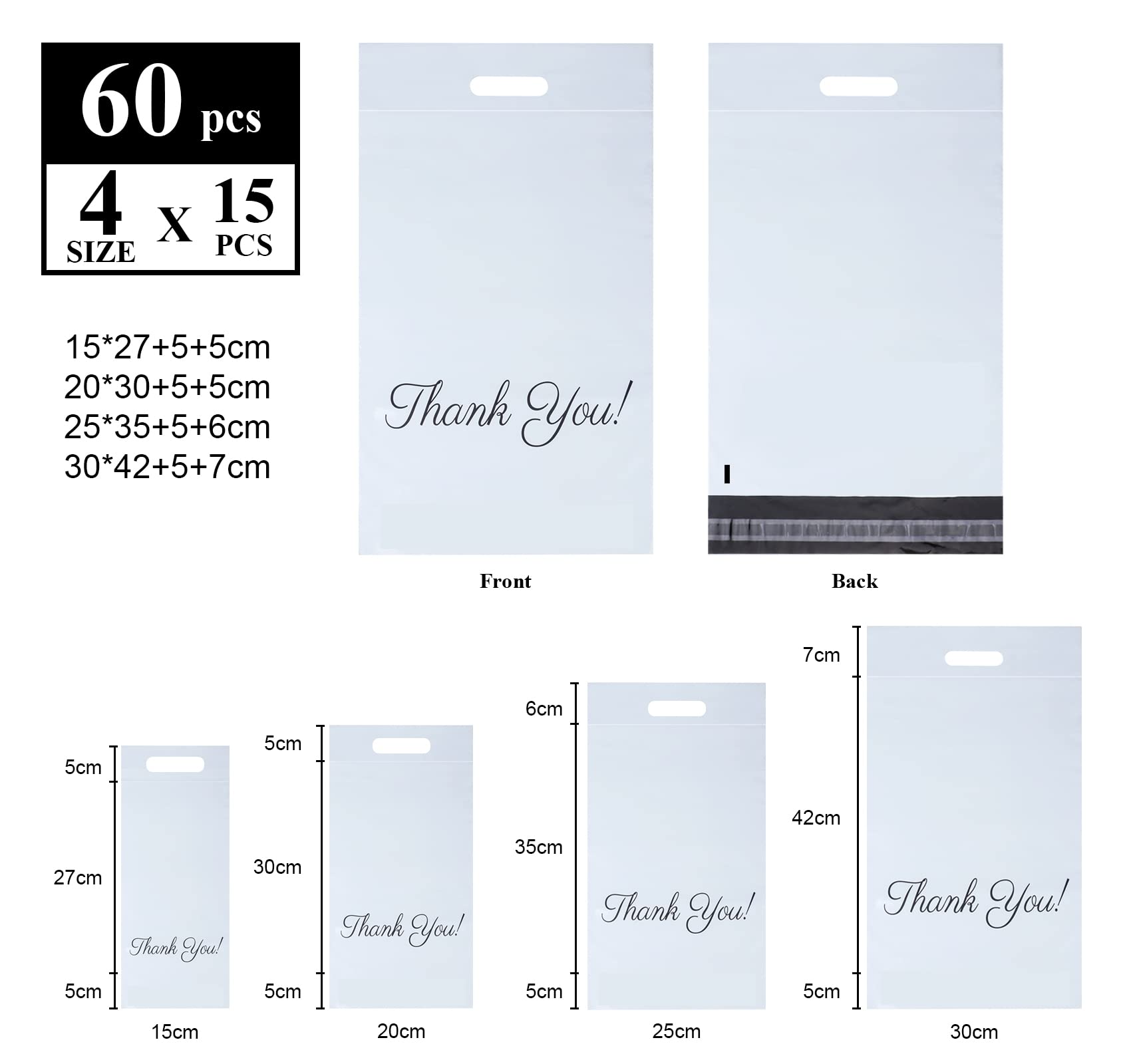 Lot De 50 Sacs Postaux Blancs Auto-Scellants - 5 Tailles Pour Expédition Vêtements Et Colis