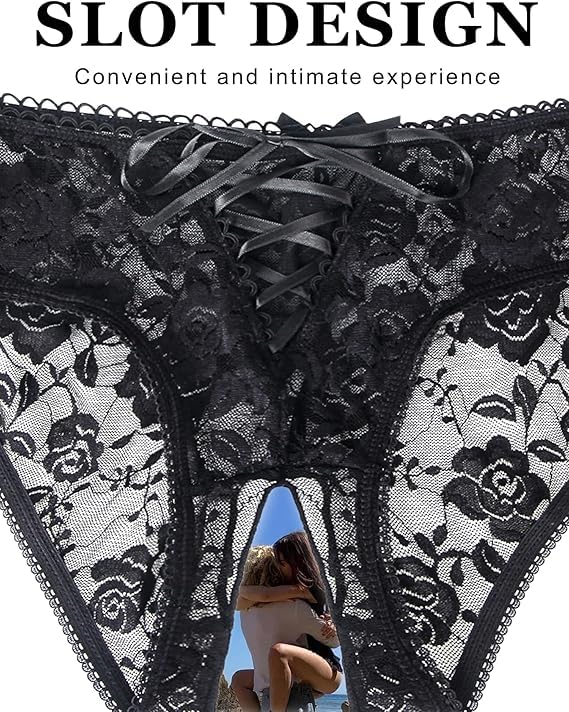 Französische Unterhosen für Damen in Übergröße, durchsichtige Spitzen-Unterwäsche, Tangas, weiche, dehnbare, überkreuzte Schnürung, durchsichtige Hipster-Slips, sexy Höschen, hinten ausgehöhlte Slips,