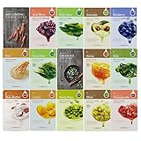 The Face Shop Facial Mask Sheets (15 Treatments), Real Nature Full Face Masks Peel Off Disposable Sheet (Pack of 15)