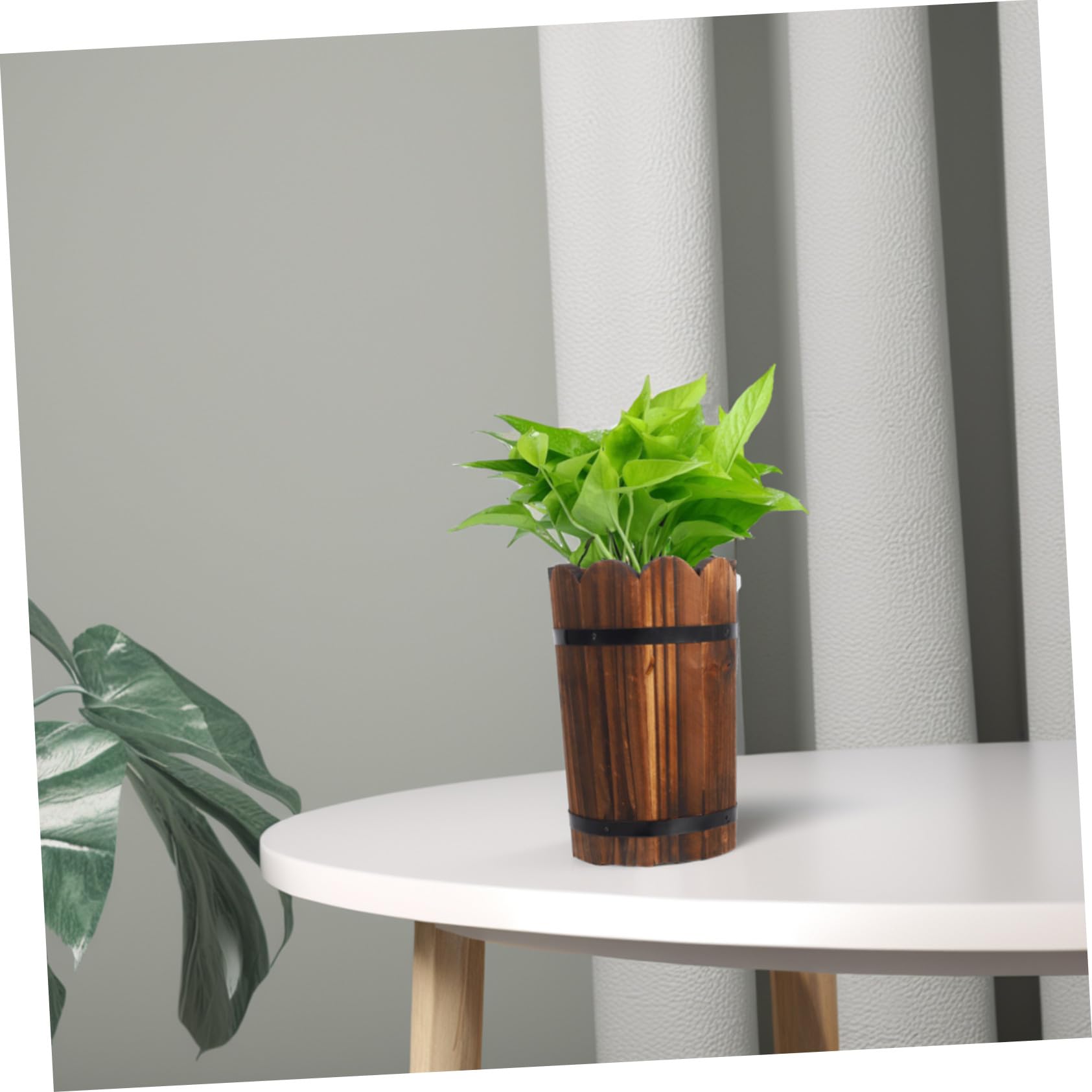 SUPVOX Fioriera Legno Vasi Ovali per Piante Bonsai Fioriera Retro in Legno Vaso per Piante Grasse