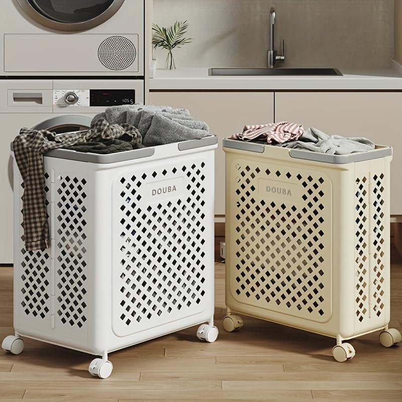 SHOPONIL Laundry Basket for Clothes with Lid, Collapsible Laundry Baskets with Wheels, Foldable Laundry Basket with Lid & Handles, It Is Easy to Move and Can Be Folded to Save Space-image-43
