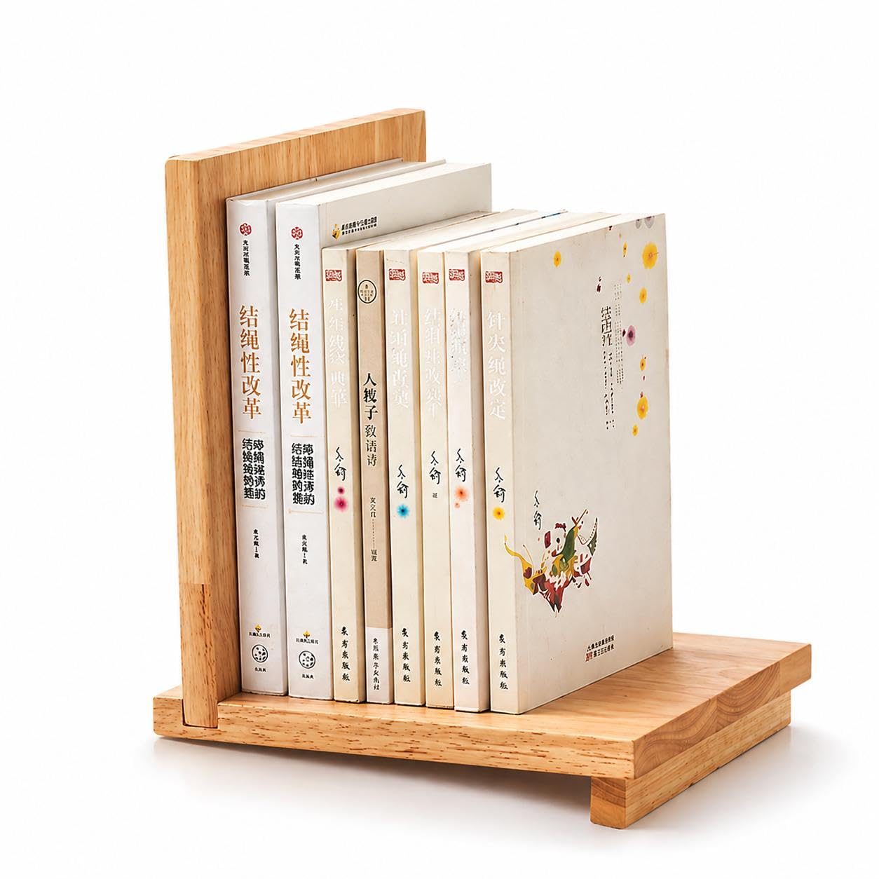 Wooden Book Stand Organizer for Desk, Heavy Duty Book Holder with Stable Base, Modern Bookend for Office, Home, Study Table, Magazine & File Organizer-picture-12