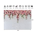 7x5ft White Brick Wall Floral Backdrop with Hanging Flowers – Spring Garden Photo Backdrop for Bridal Shower, Baby Shower, Birthday Party, Wedding Photography Decoration 134 - Image 4
