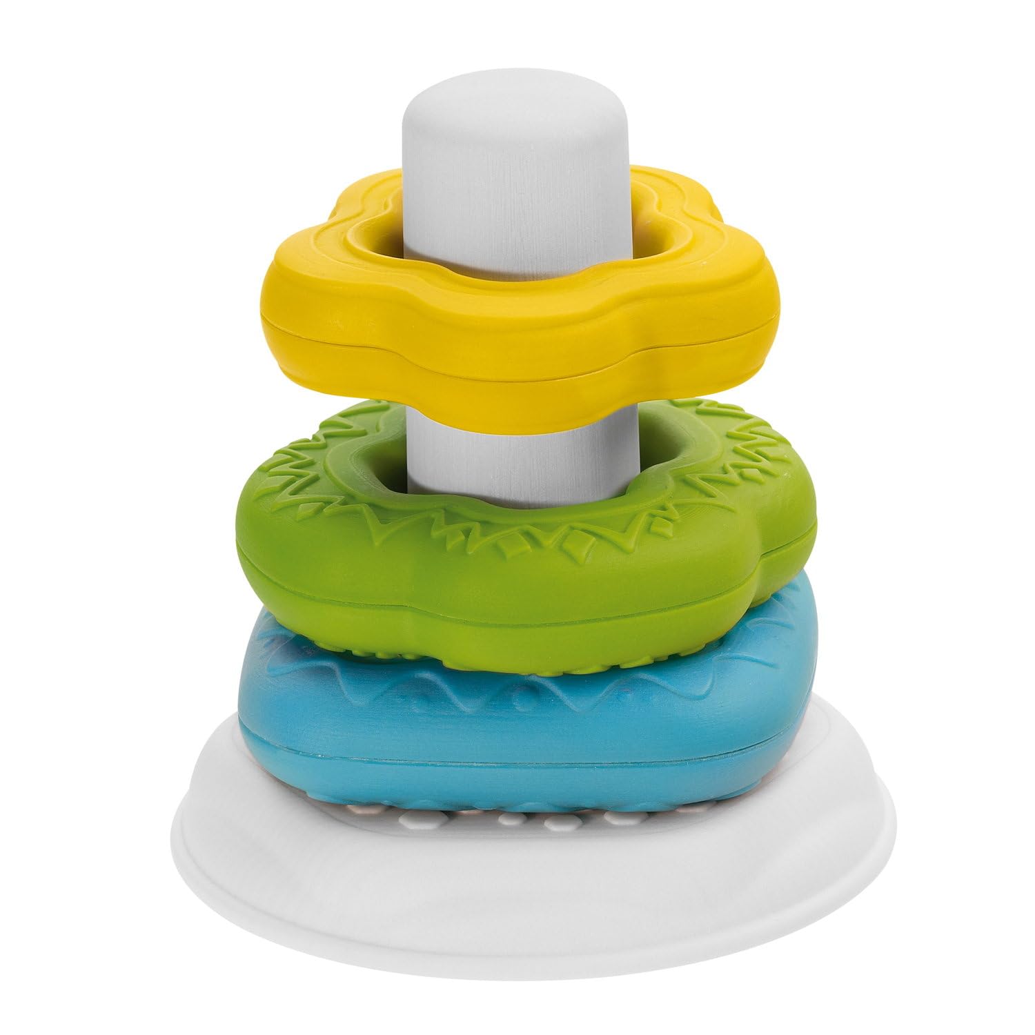 Chicco Torre Anelli 2in1 Gioco Impilabile, Centro attività, Gioco Forme Incastri e Texture Differenti, Sviluppo Manualità e Coordinazione, Regalo Bambino, 6-36 Mesi