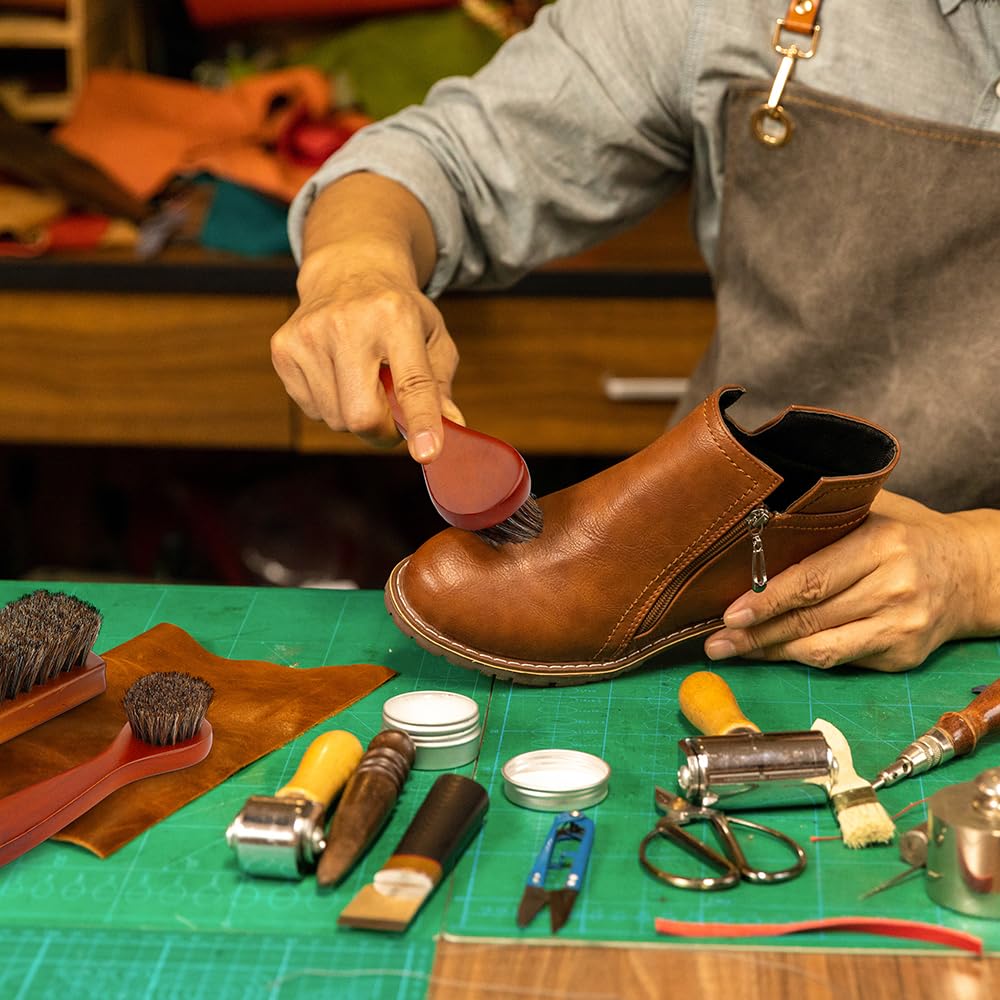 Spazzola Per Scarpe In Crine Di Cavallo - 2 Pezzi Per Pulizia Scarpe Pelle E Scamosciata | Kit Manutenzione - Foto 4
