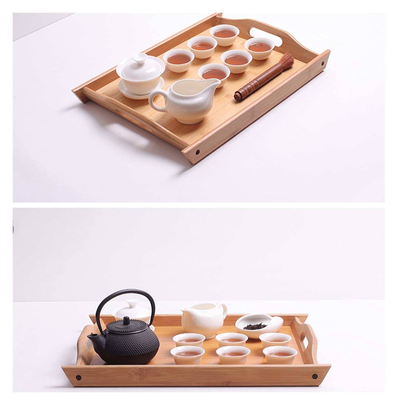 Bandeja Bandeja de Servicio de bambú Bandemen de Comida de Desayuno con Asas Grandes para la Mesa de café Familiar Fiestas Restaurantes Bandeja Antideslizante (Size : XL)