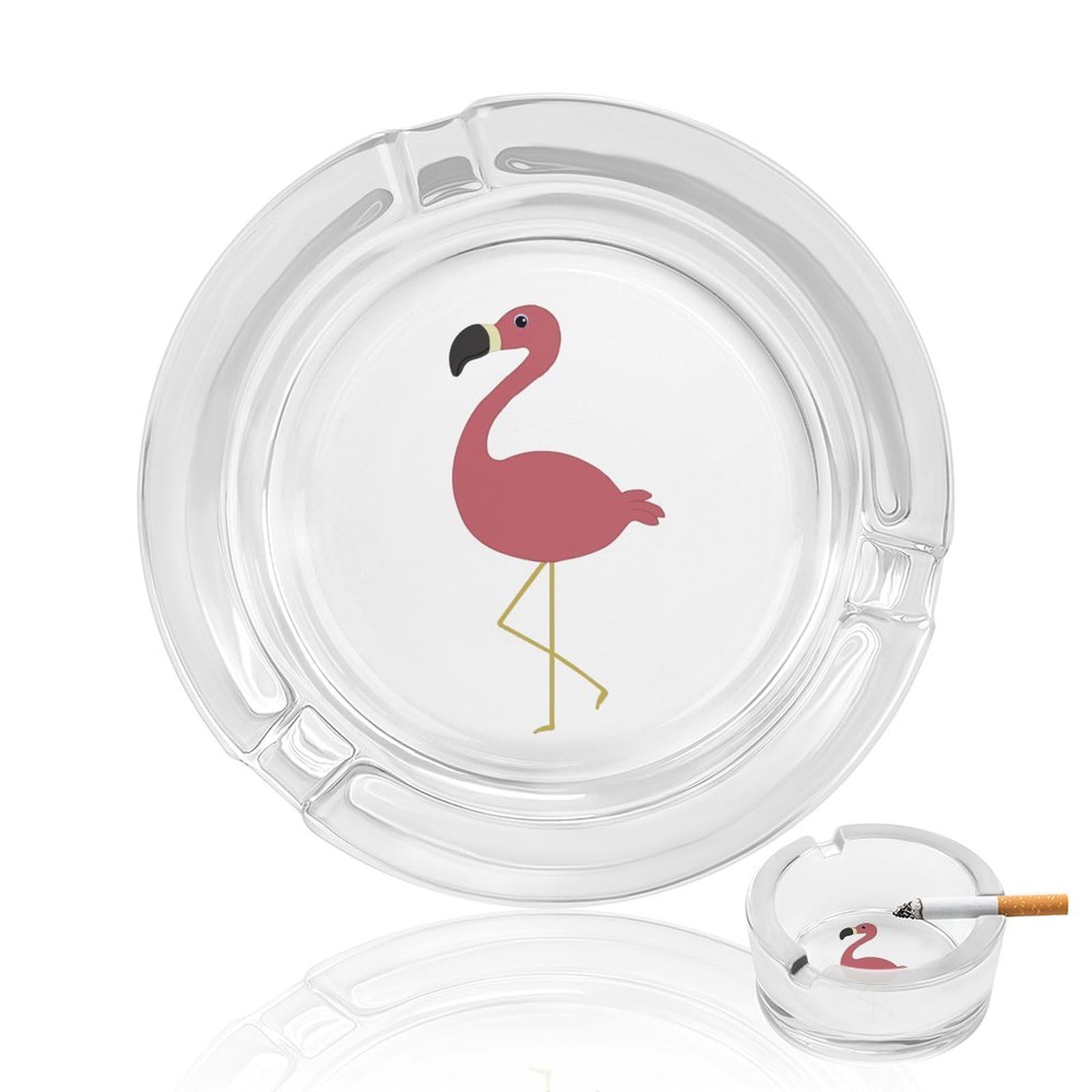 Nclqvjxzkhw Style Cute Flamingos Glass Ashtray Round Ash Tray Smoking Trays For Home Garden Outdoor