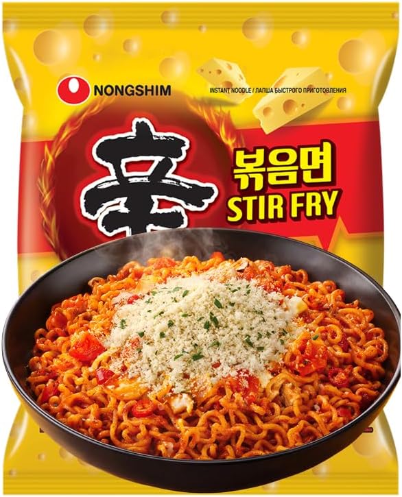 Nongshim Shin Ramyun Stir Fry Gourmet Spicy Noodles with Cheese, 4.8 oz ℮ 136 g