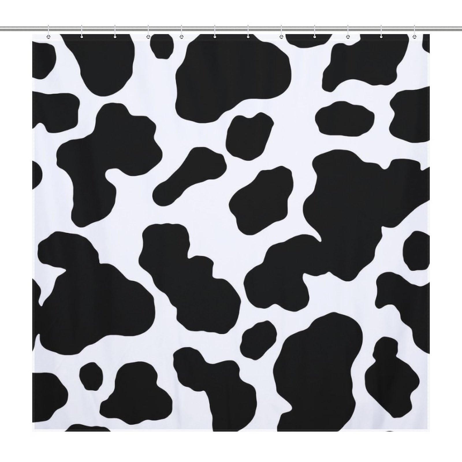 Czzyh Black Spots Cow 177 X 180 Cm Shower Curtains With Hooks, Bathroom Accessory, Shower Curtain