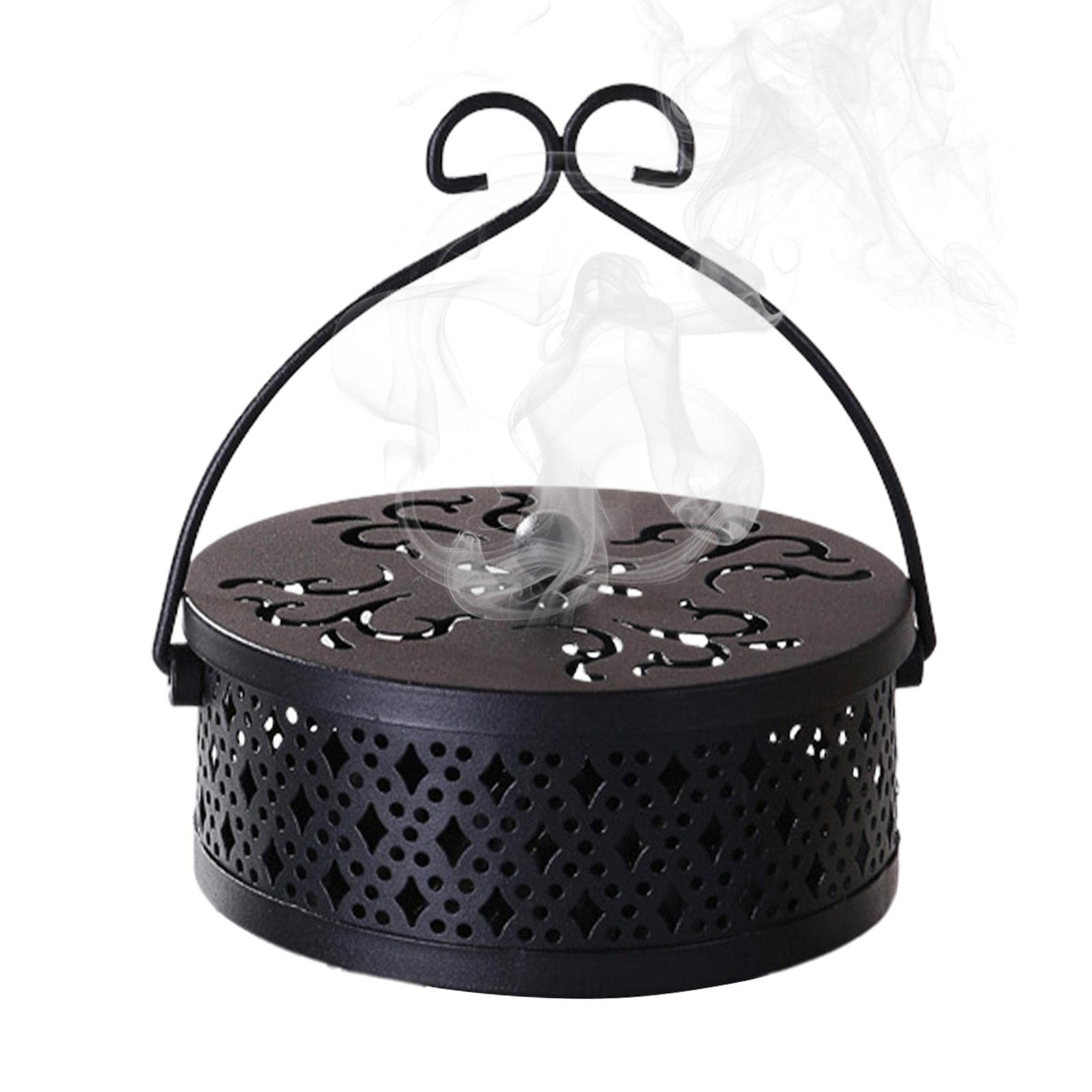 Blue Fish Portable Mosquitoes Coil Holder | Retro Portable Iron Mosquitoes Coil Holder - Round Fireproof Incense Holder, Portable Coil Incense Burner for Home Garden Decorate