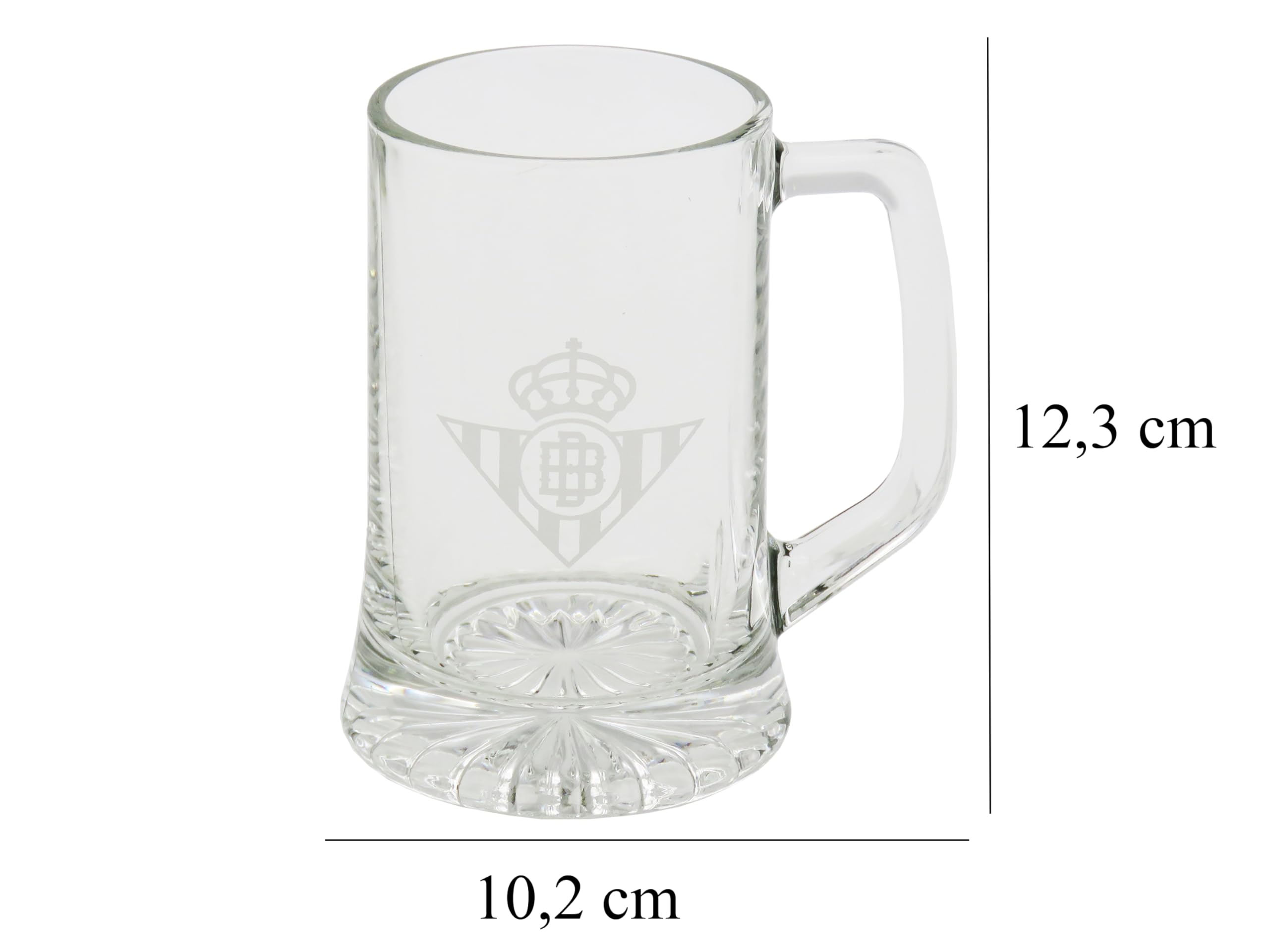 CYPBRANDS Real Betis Balompié, Jarra de Cerveza, Vidrio, Capacidad 280 ml, Transparente, Producto Oficial
