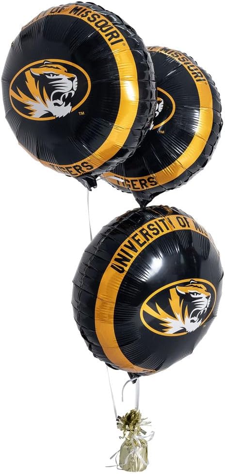 Desert Cactus University of Missouri Foil Balloons Mylar Mizzou Tigers 3 Pack - 18 Inch Round Party Tablecloth Decoration for Tailgates, Graduation, Party and Game Day Tablecloth Decoration