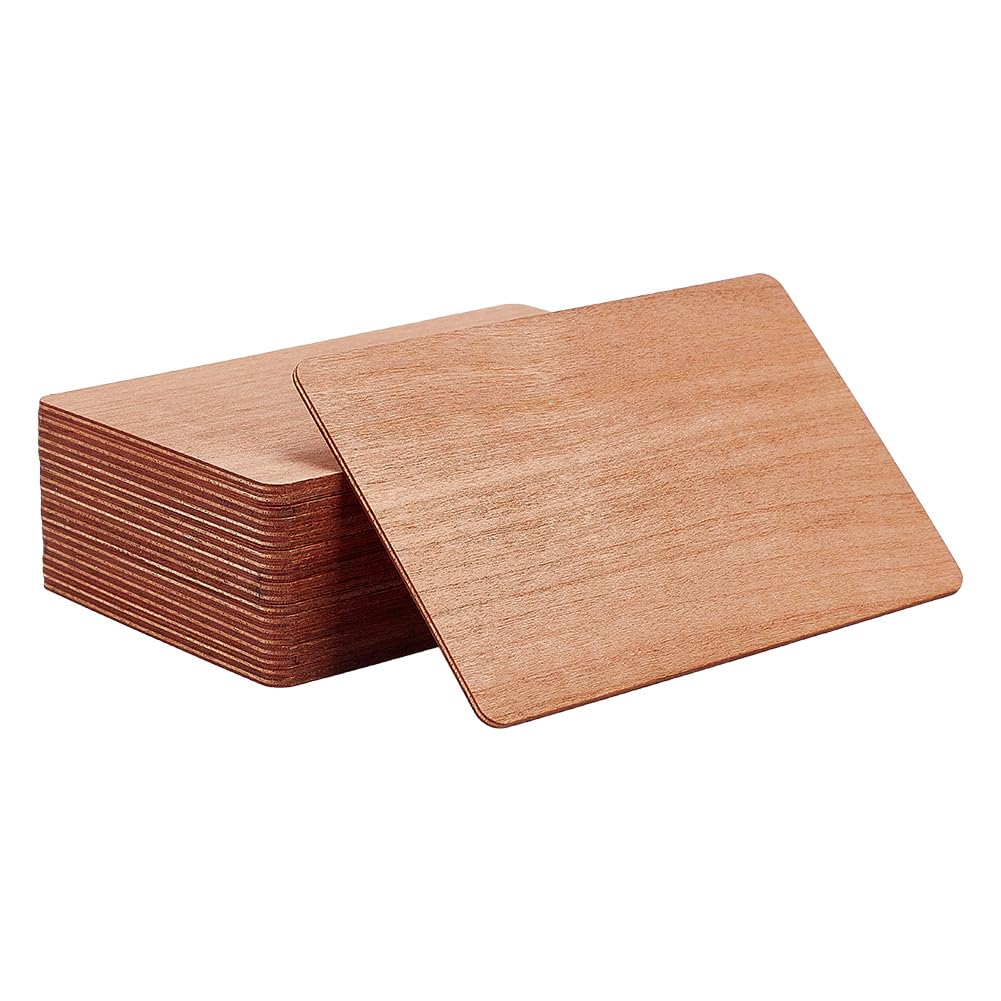 OLYCRAFT 20pcs Wooden NFC Cards 85x54mm Light Brown NFC Wooden Card Assortment NFC Cherry Wood Card Assortment Digital Contact Cards with NTAG213 Chip for Professional Networking Professional