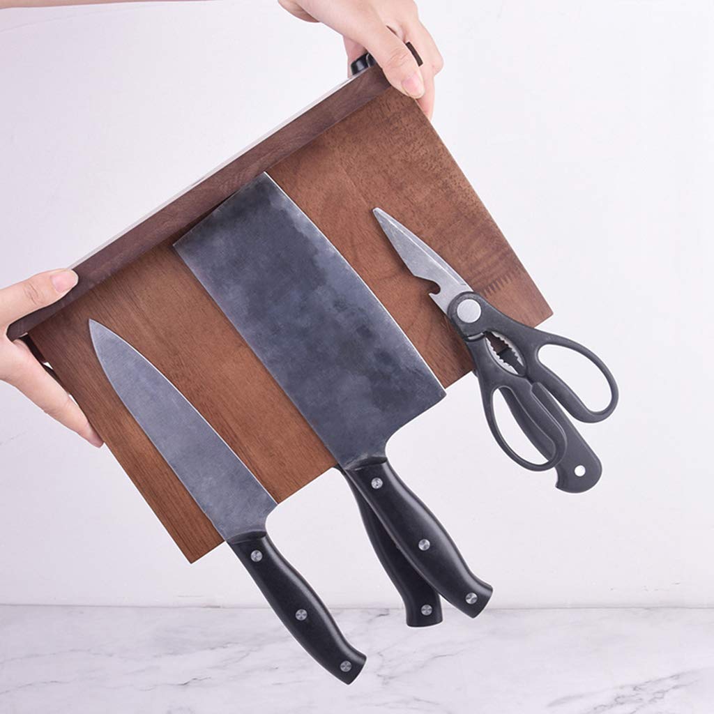 Bloc de Couteaux de Cuisine Porte-Couteau magnétique Universel sans Couteaux Grands Supports Organisateur en Bois Adsorption Double Face Marron
