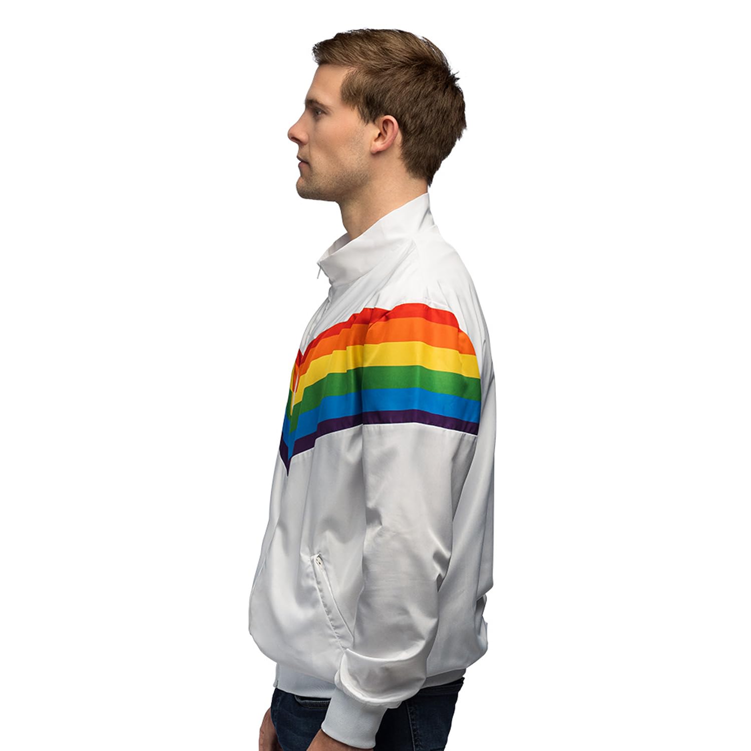 Boland - Chaqueta de chándal Vintage Rainbow, disfraz para hombre en estilo retro, de grupo para fiestas temáticas o carnaval