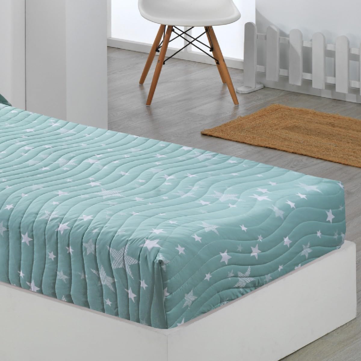 Colcha Bouti Ajustable Cama Nido Infantil y Juvenil de Verano Estrellas Agua Color Único Talla Cama 90