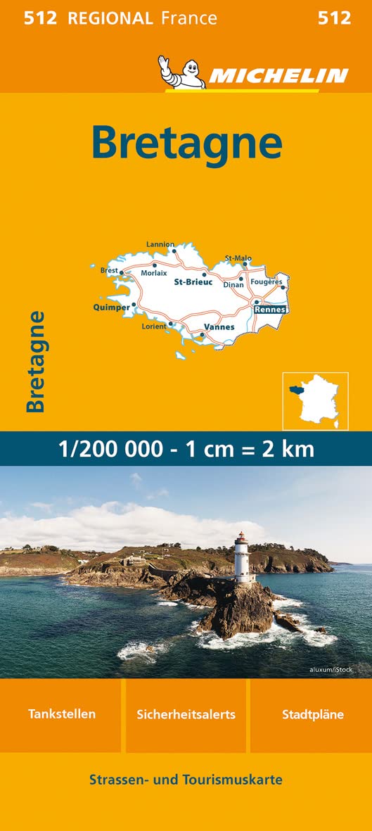 Michelin Bretagne Regionalkarte Bretagne – Straßen- und Tourismuskarte 1:200.000