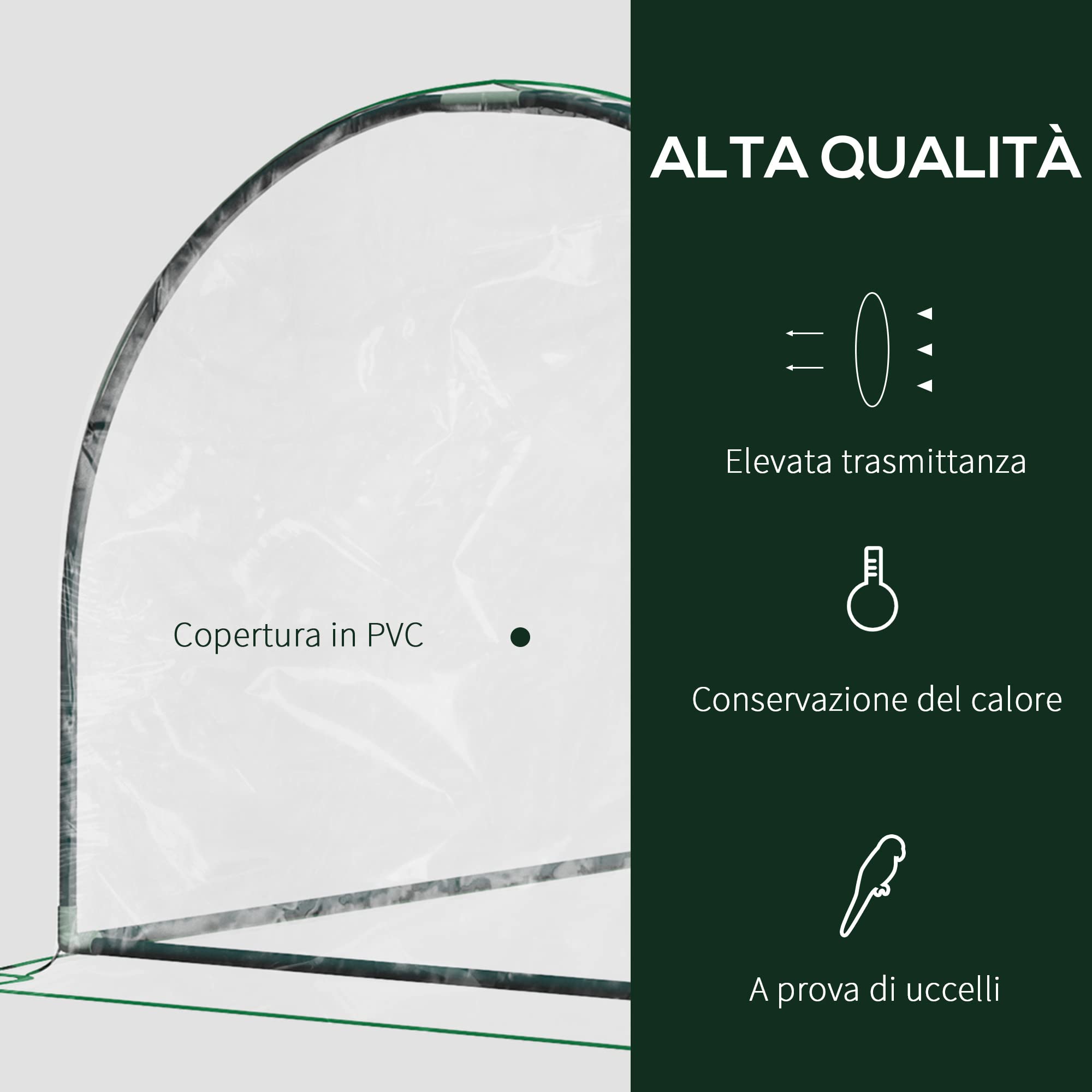 Outsunny Serra da Giardino con Finestre Avvolgibili, Serra per Orto con Struttura in Acciaio e Copertura PE, per Orto Verdure Fiori Frutta, Anti UV, Trasparente