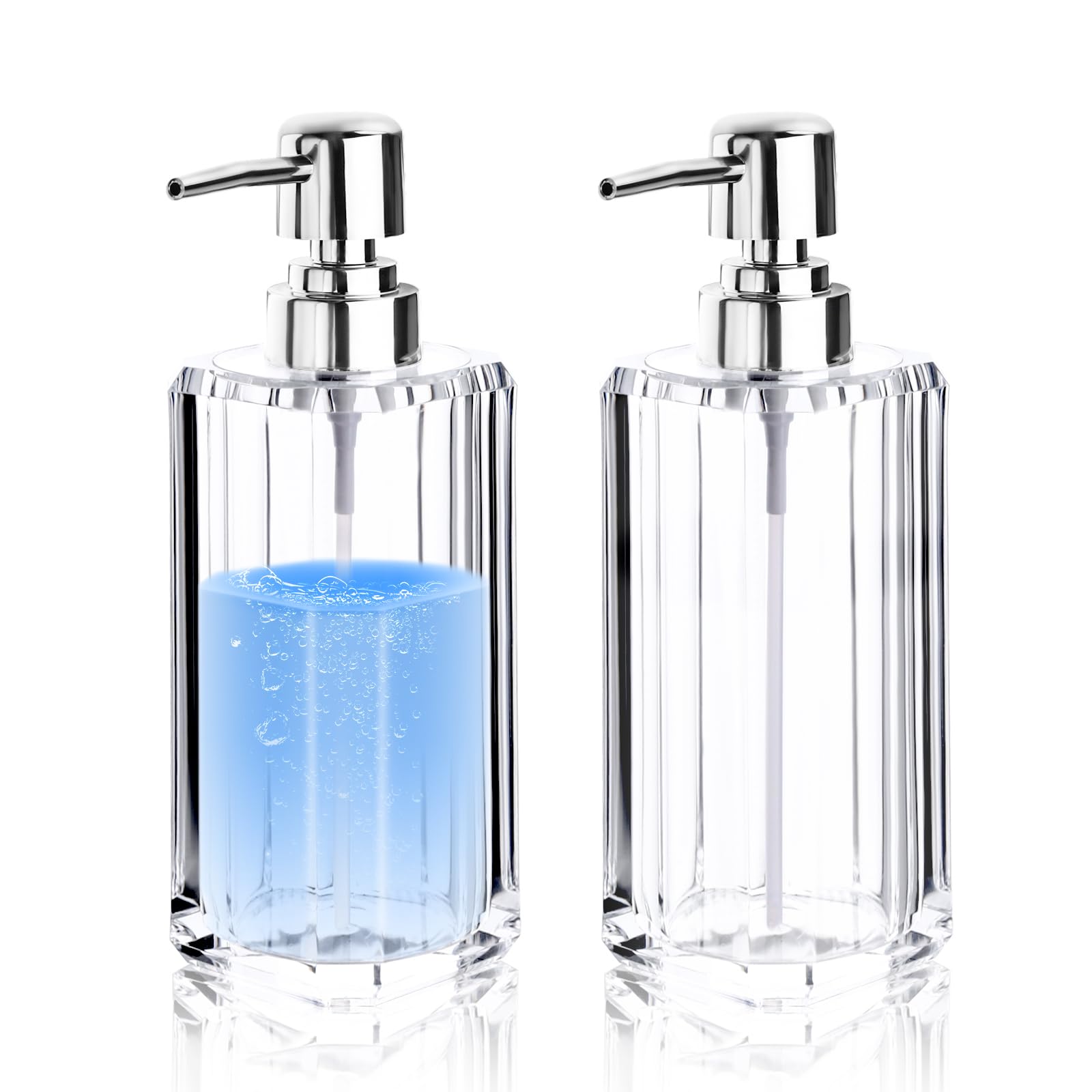 Diakey Acrylic Hand Soap Dispenser, Crystal Clear Modern Liquid Soap Dispenser Bathroom and Kitchen