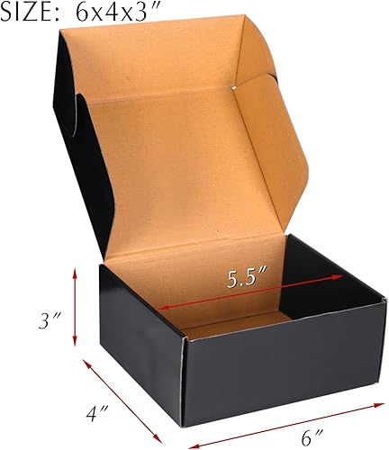 Miniatura 2 de Cajas de cartón negro de 6 x 4 x 3, paquete de 30 cajas de envío pequeñas para correo de pequeñas empresas, embalaje corrugado