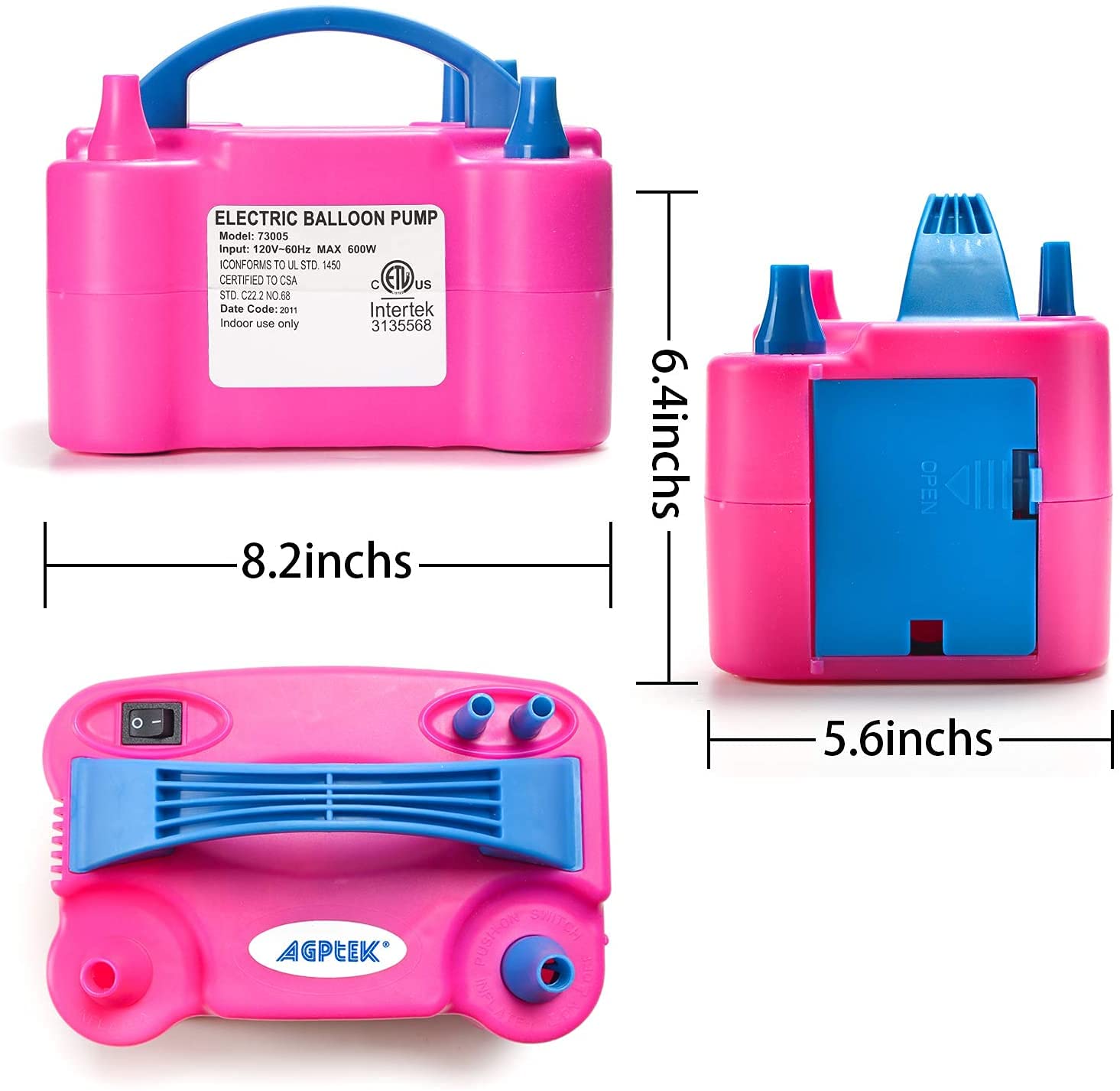 Party Propz 220V 600W Dual Nozzle Electric Air Balloon Pump Machine-Balloon Pump,Balloon Blower Machine Ideal For Party&Decorations,Time-Saving Balloon Machine Inflator-Electric Air Pump 1 Pc,Pink 2