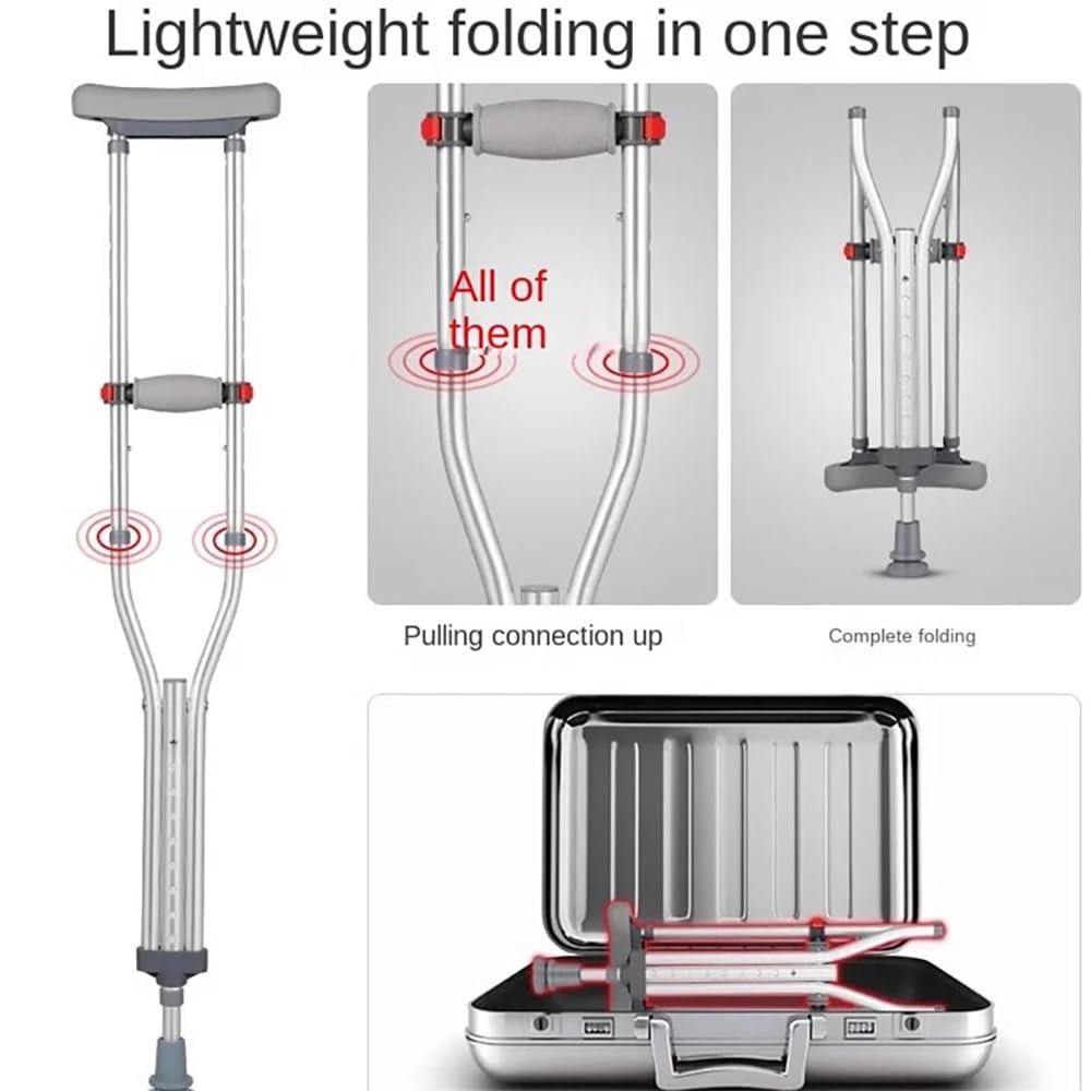 NEWFUN Ortopedyczne kule pod pachami regulowane, nośność 150 kg, aluminium, szary, 1 para