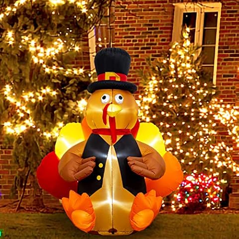 Bestwish - Adornos inflables de Acción de Gracias para pavos inflables de 6 pies con luces LED Cover