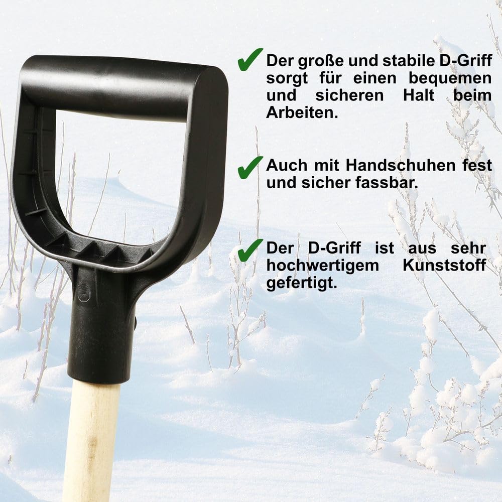 MePla Pala da neve Smart 48 con manico in legno robusto e bordo in alluminio robusto – La pala è perfetta per l'inverno – Acquisto veloce ed economico