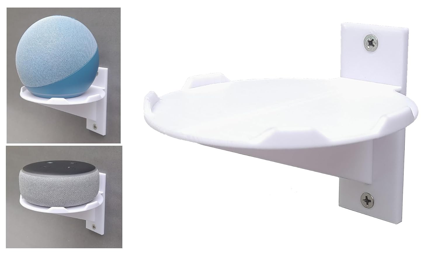 makerV Alexa Echo Dot Wall Mount Stand, Alexa Echo Dot 5th Gen / 4th Gen/ 3rd Gen Holder, Wall Mount Speaker Stand, Wall Stand for Security Camera, Baby Monitor, Trophies etc : Screw Mount: White makerV Alexa Echo Dot Wall Mount Stand, Alexa Echo Dot 5th Gen / 4th Gen/ 3rd Gen Holder, Wall Mount Speaker Stand, Wall Stand for Security Camera, Baby Monitor, Trophies etc : Screw Mount: White