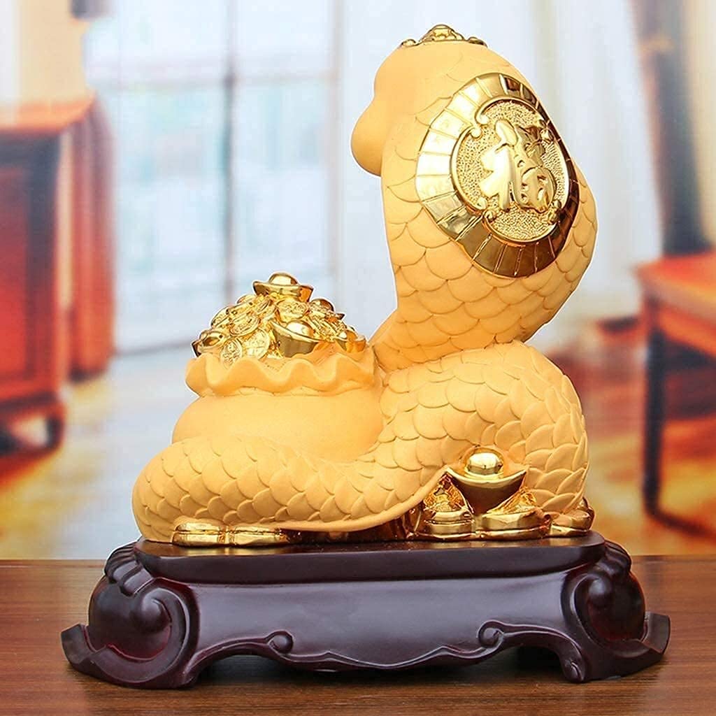 Statua rzeźba figurki na zewnątrz do ogrodu patio trawnik podwórko dekoracje ozdoby feng shui zodiak duży rozmiar złoty top dekoracja figurka żywica wąż statuetki kolekcja przyciąga bogactwo i